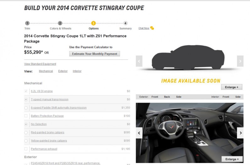 2014 Chevy Corvette Stingray configurator is online, kind of